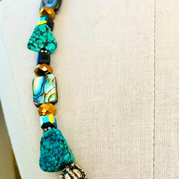 Vintage Turquoise Abalone Bead Necklace - Picture 10 of 14